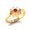 22K Gold modern redish zircon stone flower ring